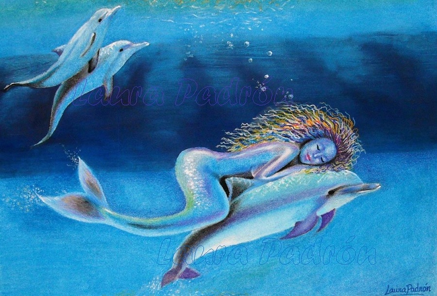 Sirena y delfín